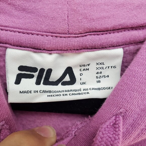 Fila Shirt Womens XXL Purple Hoodie Sweatshirt Cotton Polyester Blend - Picture 2 of 8